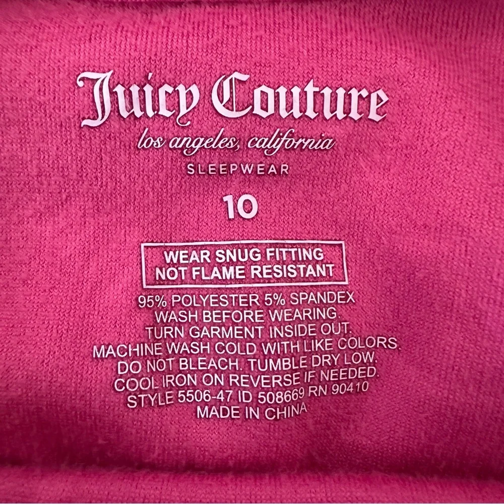 Juicy Couture Girls Pink Velour Pajama Long Sleeve Shirt Pant Set Size: 10 - Picture 4 of 4